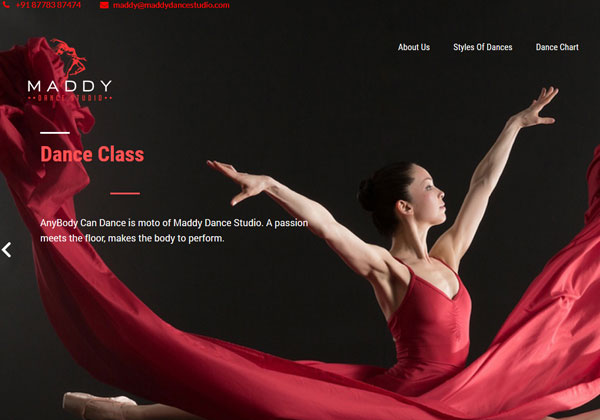Maddy Dancestudio's Outsourcing website work